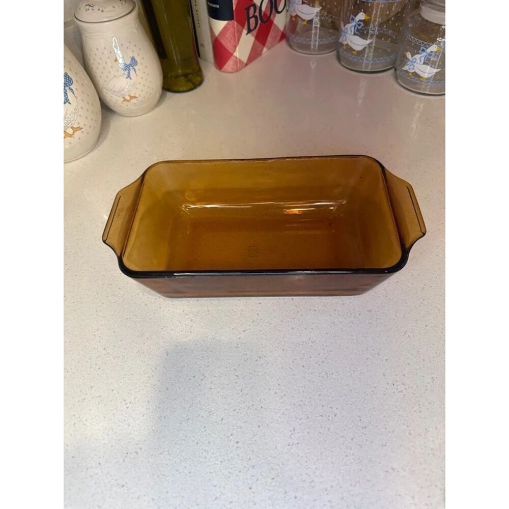 Vintage 441 Anchor Hocking Amber Glass 5x9 1qt Loaf Pan